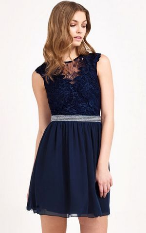 F2506 Euro Lace Panel Sexy A Line Dress